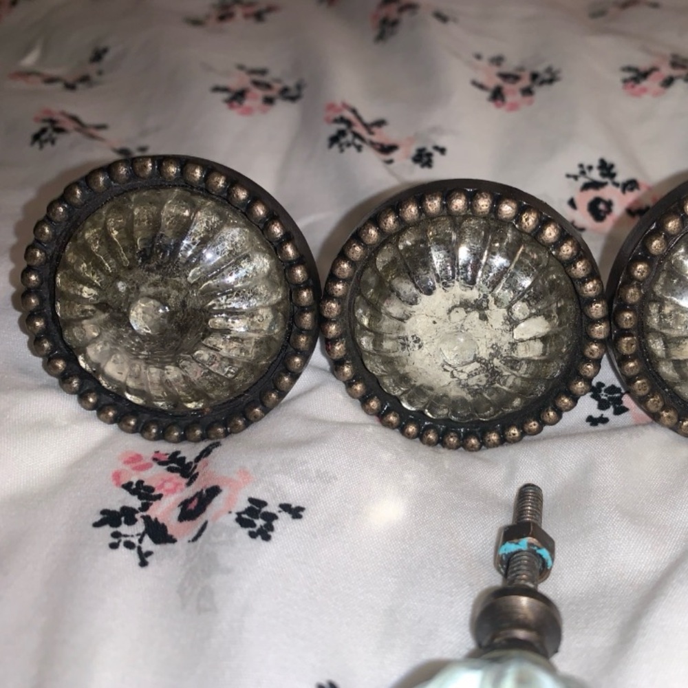 Antique Bronze & Glass Knob Set - Picture 7 of 13